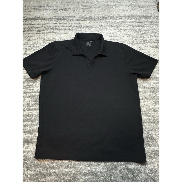 Raffi Mens Polo Shirt Black Ribbed Aqua Short Sleeve Performance Golf Size M - Picture 3 of 11